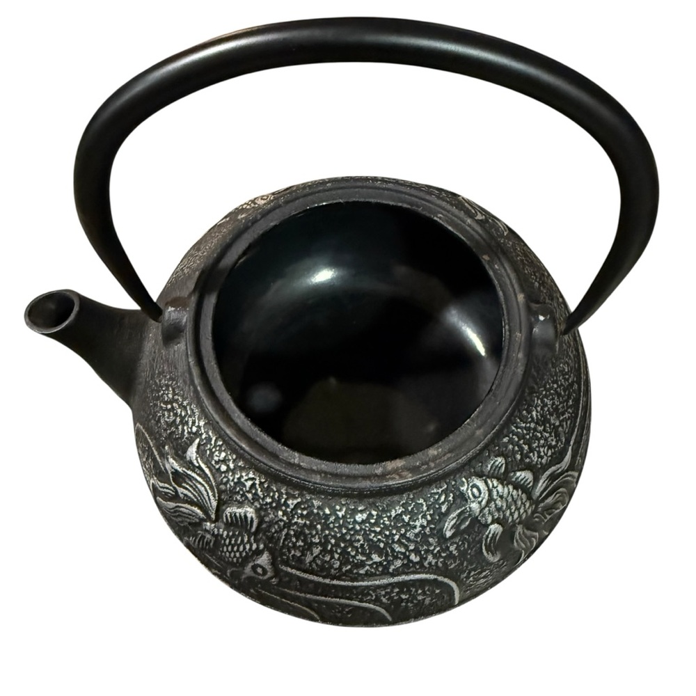 BLACK CAST IRON KOI FISH TEAPOT WITH INFUSER - Picture 8 of 9